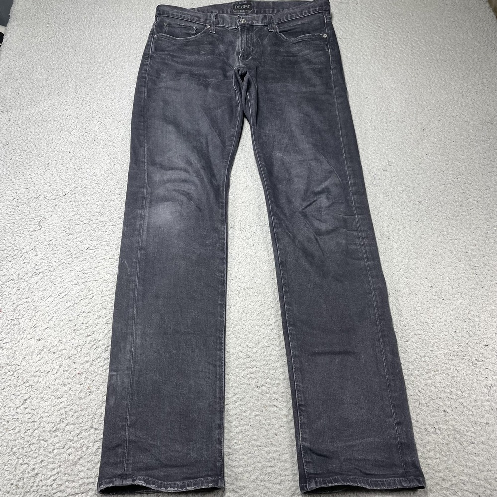 S.M.N Denim The Hunter Jeans‎ Mens 32x34 Gray Dark Wash Slim Straight Denim
